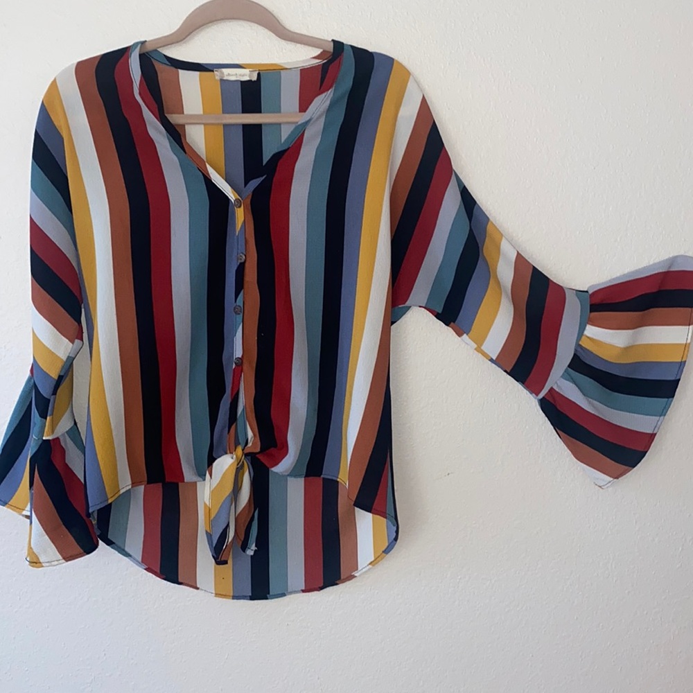 Altar’d State Colorful Button Down Flare Long Sleeve